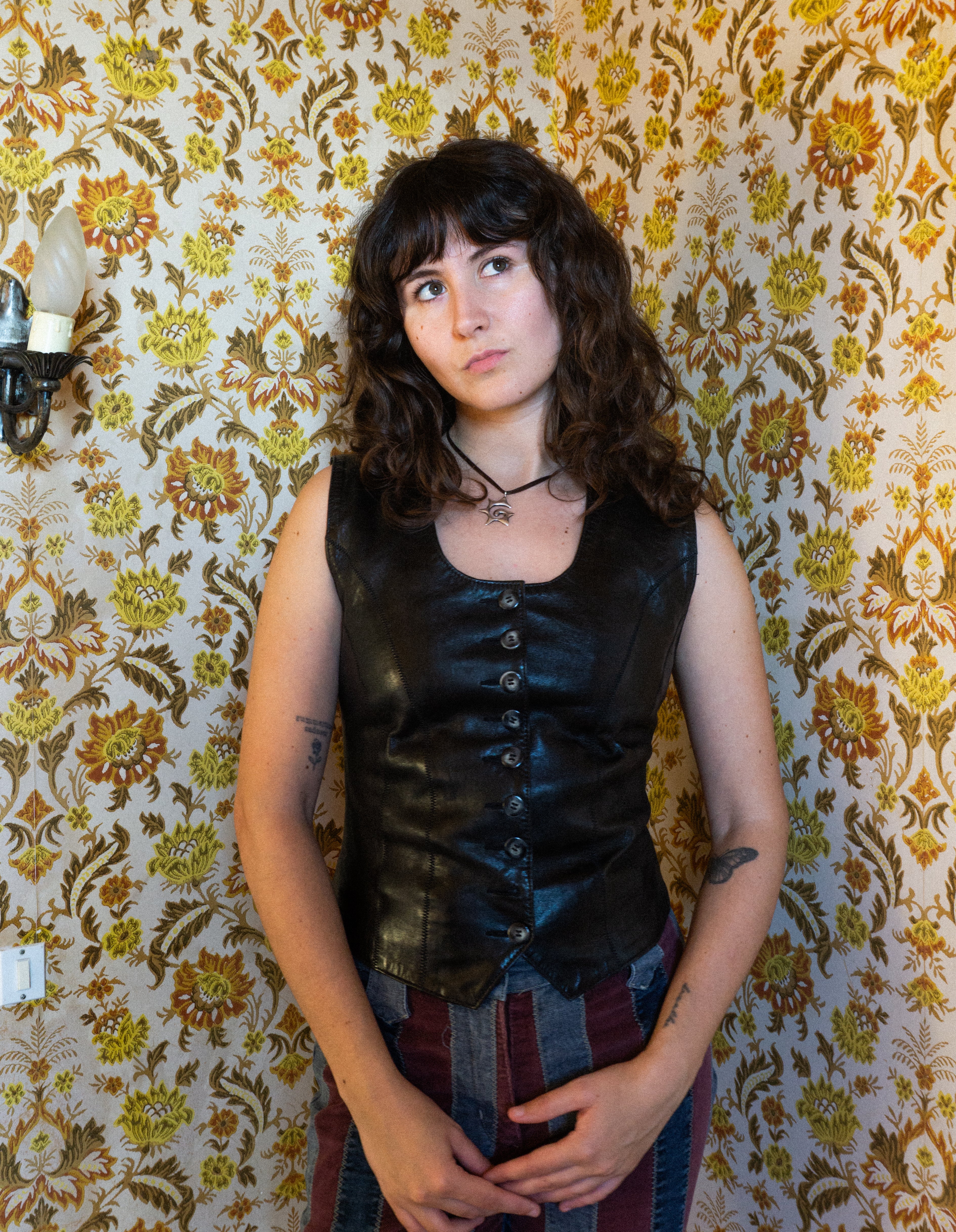 Gilet en Cuir à Boutons T.36