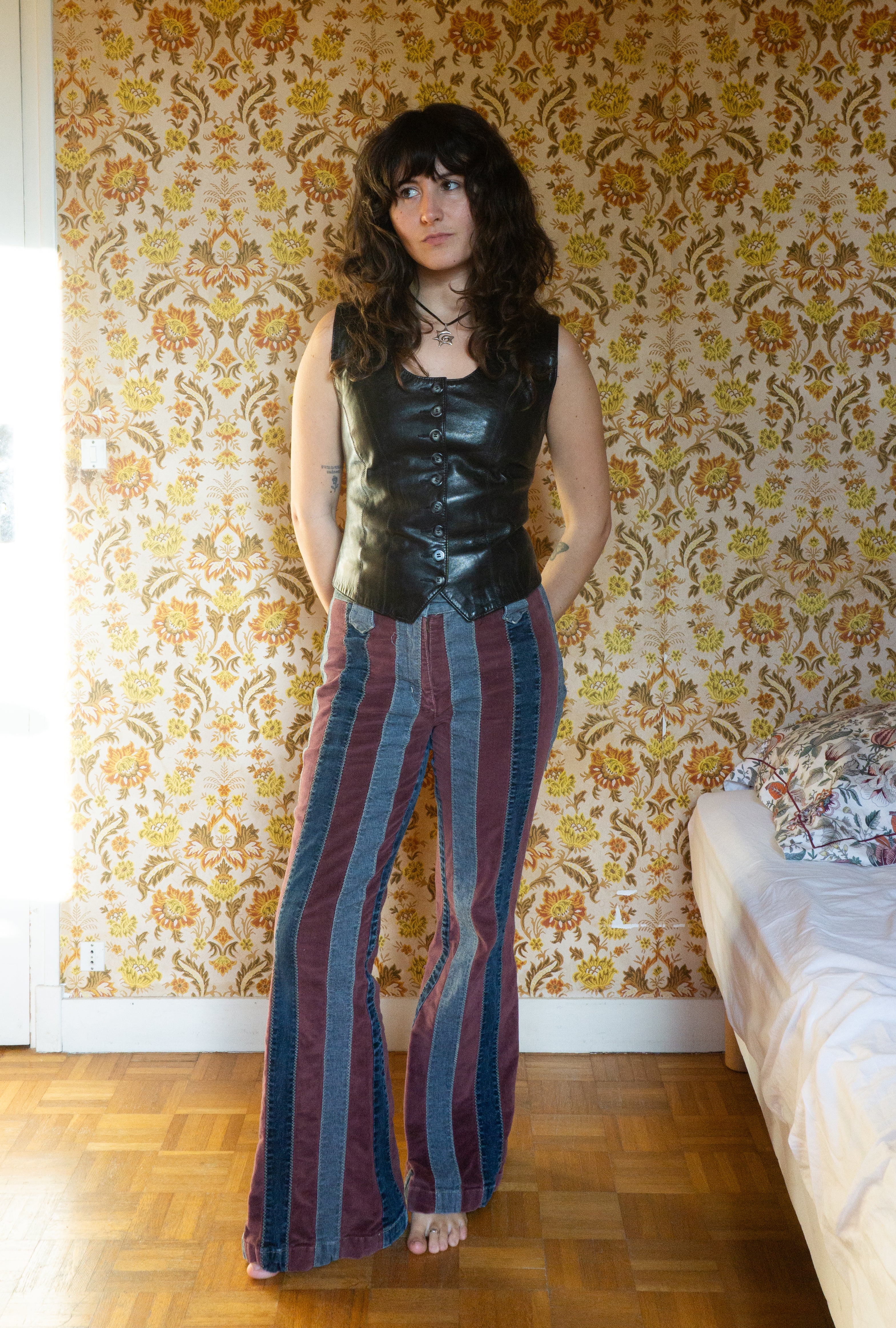 Pantalon Patchwork Rayé T.38