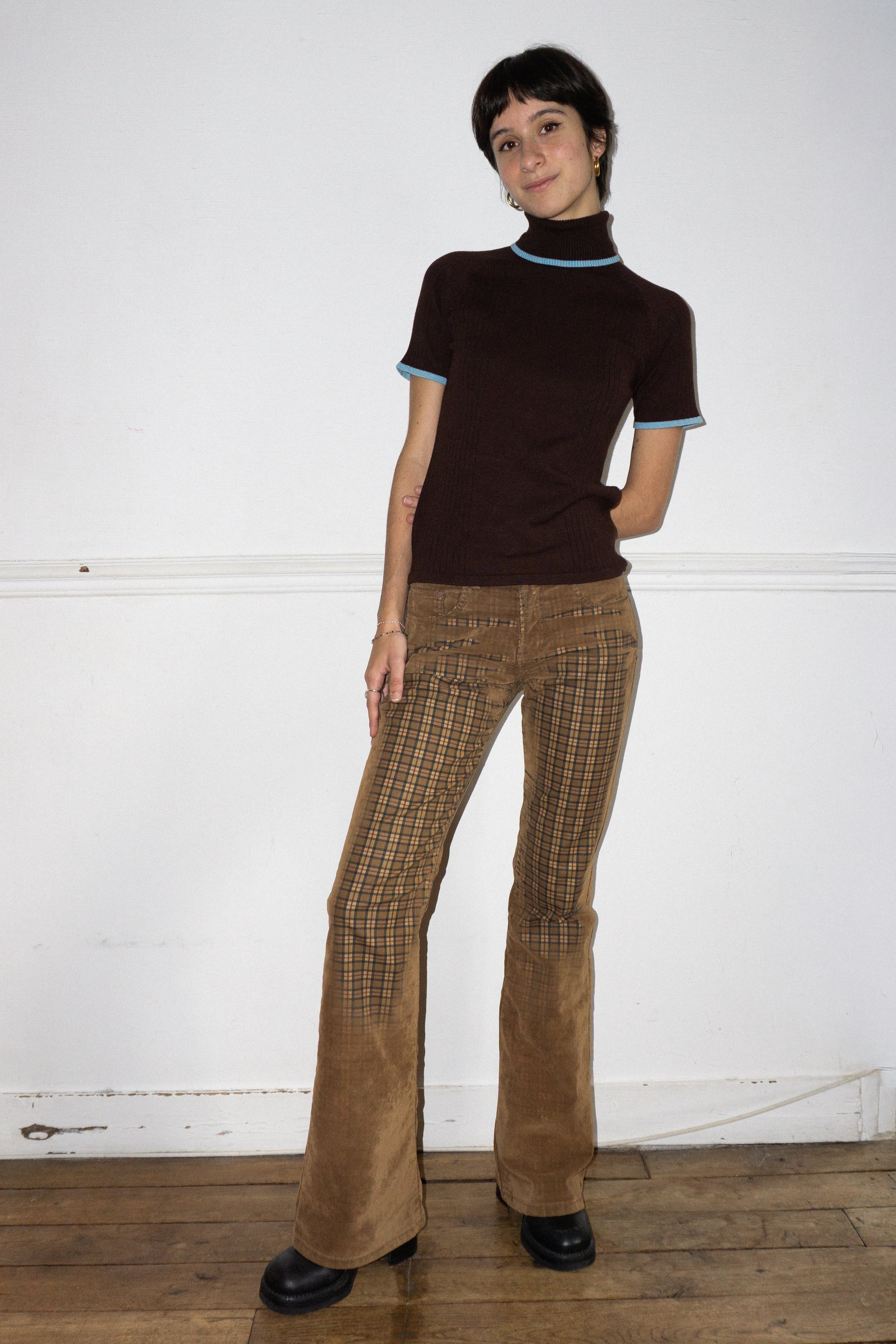 Pantalon à Carreaux et Velours T.34