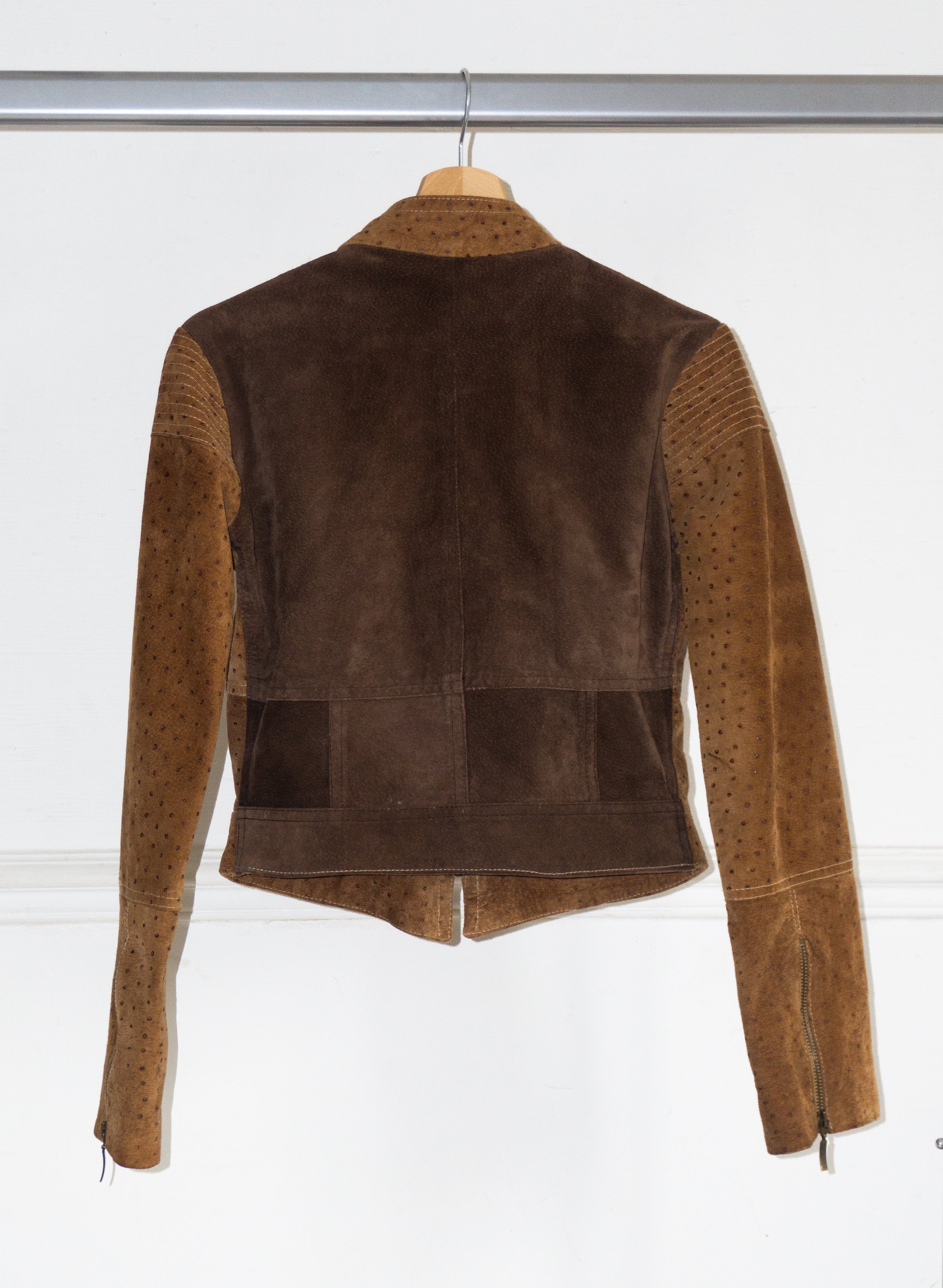 Veste en Cuir Bicolore T.38